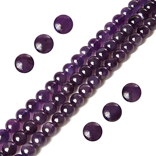 100pcs 8mm Amethyst Beads Natural Gemstone Beads Round Loose Beads for Jewelry Making - color: Amethyst, size: 8mm