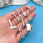 Youdiyla 51pcs Alloy Ancient Silvery Father's Day Series Tool Set Pendant Jewelry Making DIY Keychain Earrings Pendant Various Design Charms for Jewelry Making Bracelets Necklace (M351) - color: M351