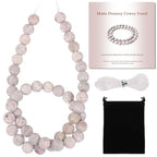 Stone Beads, 45pcs Matte Flowery Cowry Fossil, 8mm Round Loose Beads for Jewelry Making, Bracelets, with Bag, String & Card - color: Matte Flowery Cowry Fossil, size: 8mm