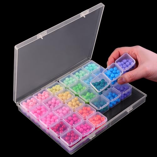 RJ-Sport 30 Grids Diamond Art Bead Organizer Box, Compact & Portable Clear Plastic Case for Jewelry & Gems Storage and Organizing - color: 30 Medium