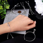 FASHEWELRY 10Pcs Adjustable Slider Bracelet Platinum Cable Chains Bracelet Slider Extender Chains with Cubic Zirconia Ends for Woman Jewelry Making, 7.87 Inch Long - color: Platinum Cable Chains, size: 7.87"