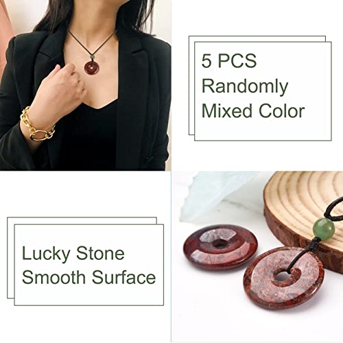 FASHEWELRY 5Pcs Donut Disc Natural Mahogany Obsidian Stone Pendants 30x5mm Large Hole Healing Chakra Circle Ring Flat Round Gemstone European Charms for Jewelry Making Hole: 6mm - color: Mahogany Obsidian, Colorful