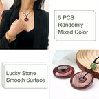 FASHEWELRY 5Pcs Donut Disc Natural Mahogany Obsidian Stone Pendants 30x5mm Large Hole Healing Chakra Circle Ring Flat Round Gemstone European Charms for Jewelry Making Hole: 6mm - color: Mahogany Obsidian, Colorful