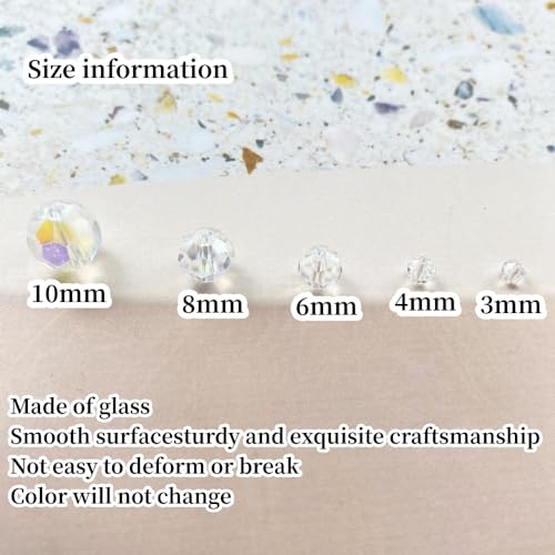 Crystal Glass Beads 200 Pieces 6mm Round Faceted Glass Spacer Beads for Jewelry Making Bracelet Earring Necklace DIY Craft Supplies(Crystal Clear AB) - color: Crystal Clear AB, size: 6mm