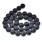 Natural Matte Gemstone Round Spacer Beads (4mm, Black Onyx) - color: Black Onyx, size: 4mm
