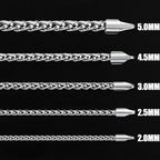 Fiusem Black Wheat Chains for Men and Women, 2/2.5/3/4/5mm Stainless Steel Necklace Chain, Mens Necklace Jewelry Gift 16-28 Inch - size: 22 Inches, style: Silver 2.1MM