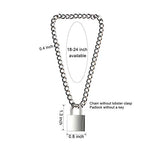 DIBOLA Padlock Necklace Stainless Steel Lock Chain for Men Women Silver 18-24 inch - color: Silver3