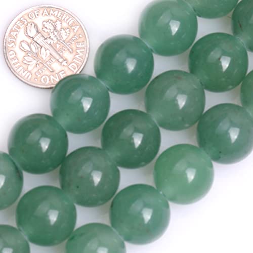 JOE FOREMAN 2MM Big Hole 12mm Green Aventurine Jade Round Natural Gemstone Semi Precious Loose Beads for Jewelry Making 15" Beaded Strand DIY Handmade Craft Supplies - size: 12mm