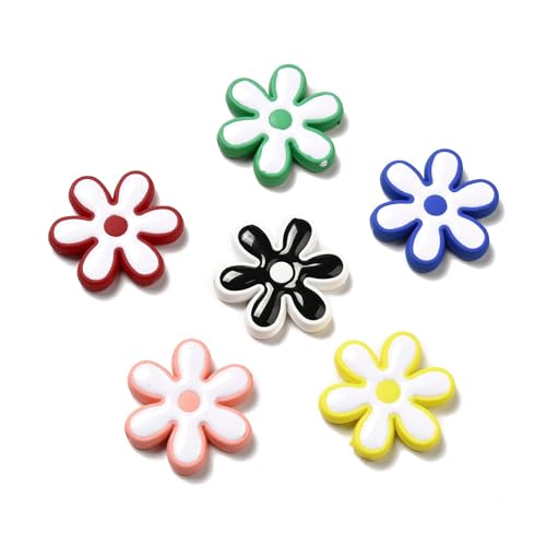 Ipotkitt 20 Pcs Opaque Acrylic Snowflake Beads with Enamel Random Color Snowflake Shaped Beads Flower Plastic Spacer Loose Beads for DIY Jewelry Making - color: 20pcs-Snowflake Beads-25x22.5x4.5mm