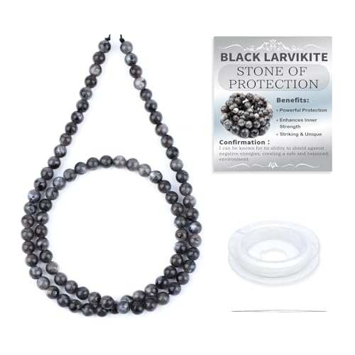 Natural Stone Beads Round Genuine Real Stone Beading Strand Loose Gemstones DIY Smooth Bead for Bracelet Necklace Earrings Jewelry Making (Black Larvikite, 4mm 90 Pieces) - color: Black Larvikite, size: 4mm 90pcs