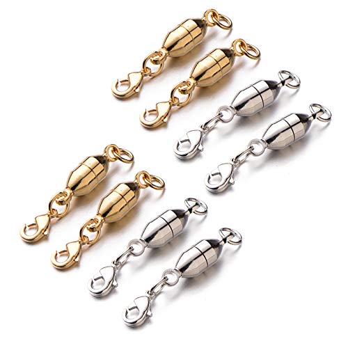 Zpsolution 6mm Magnetic Jewelry Clasps Lobster Clasp Oval Shape for Necklace Bracelet 8 pcs - color: Oval Gold and Silver