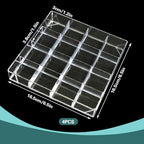 4 PCS Stackable Jewelry Organizer Tray, Plastic Storage Box with 16 Mini Grid (1.57''), Clear Organizer Tray for Drawer Dresser Vanity Desk, Jewelry Storage Box for Necklaces Bracelets Rings Earrings