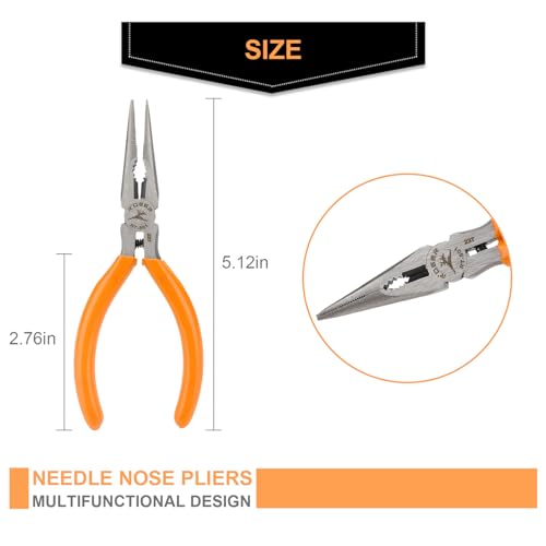 Rongon Spring-Loaded Needle Nose Pliers 4-Piece Set - 5 Inch Thin Tip Jewelry Tools with Non-Slip Grips | Professional Craft Pliers for Jewelry Making, DIY, Electronics & Wire Working (4 Pcs) - size: 4Pcs