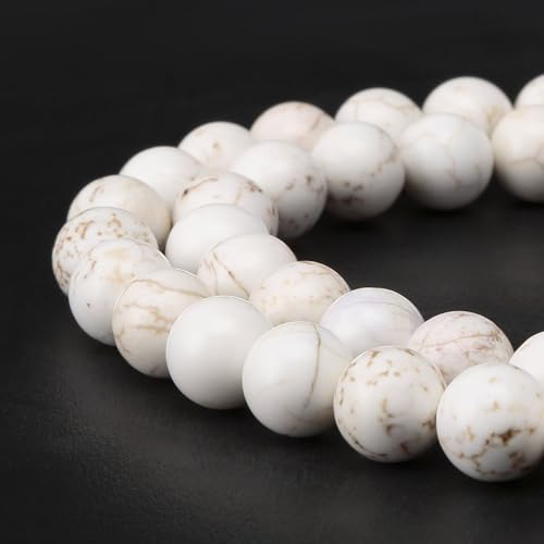 Adabele 80pcs Natural White Magnesite Gemstone 10mm Imitated Howlite Round Loose Beads Gem Stone Spacer for Craft Jewelry Making GR-F10 - color: Round/White, size: 10mm Round (80pcs/2 Strands)