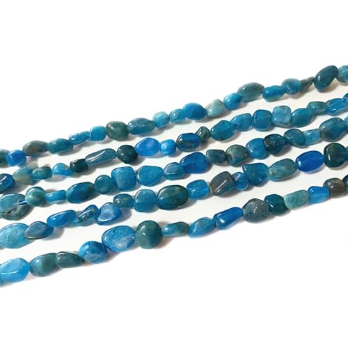 6-8mm Natural Blue Apatite Nuggets Oval Free Tumbled Pebble Semi Precious Gemstone Loose Stone Beads Approx 15.5 inch for DIY Jewelry Making - color: Blue Apatite
