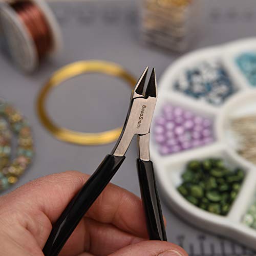 The Beadsmith Side Cutter – Extra Fine Tips – 4.5 inches (114mm) – PVC Grip Handle with Double Leaf Springs – Jewelry Making Tool for Creating Bracelets, Earrings and Necklaces - style: Side Cutter