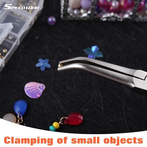 SPEEDWOX Mini Long Nose Pliers with Smooth Jaw, Bent Long Reach Needle Nose Pliers for Jewelry Making, Bending Wire and Small Object Gripping - style: Bent Long Nose Pliers Smooth Jaws