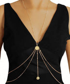 14K Gold Plated Body Chains for Women, Sexy Layered Belly Waist Chain Crossover Bikini Bra Chain, Summer Beach Rhinestone Body Jewelry - style: Gold Eye1