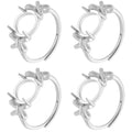 SUNNYCLUE 1 Box 4pcs Ring Blank Setting Blank Claw Ring Setting Adjustable Metal Brass Bowknot Bow Prong Finger Rings Base Components for Jewelry Making Kits Wedding Proposals Adult Supplies Gifts DIY