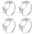 SUNNYCLUE 1 Box 4pcs Ring Blank Setting Blank Claw Ring Setting Adjustable Metal Brass Bowknot Bow Prong Finger Rings Base Components for Jewelry Making Kits Wedding Proposals Adult Supplies Gifts DIY