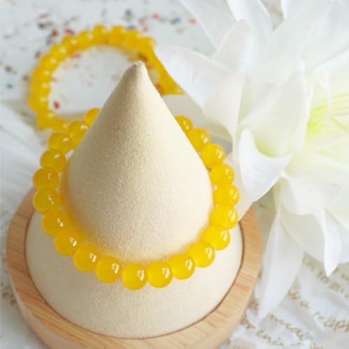 Jabrand 145pcs Glass Beads, 8mm Glass Beads for Barcelet and Jewelry Making DIY Crafts (Yellow) - color: Yellow