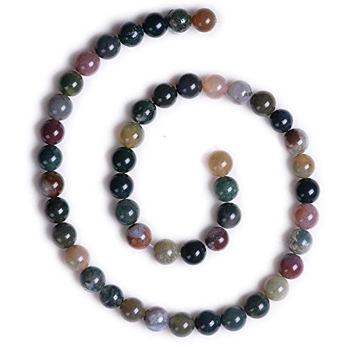 Natural Gemstone Loose Beads Smooth Round Approxi 15 inch DIY Bracelet Necklace for Jewelry Making (8mm, Indian Agate) - color: Indian Agate, size: 8mm