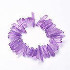 FASHEWELRY 1 Strand Natural Quartz Crystal Points Loose Beads Dark Orchid Flat Heishi Gemstone Loose Beads for DIY Jewelry Making - color: Dark Orchid