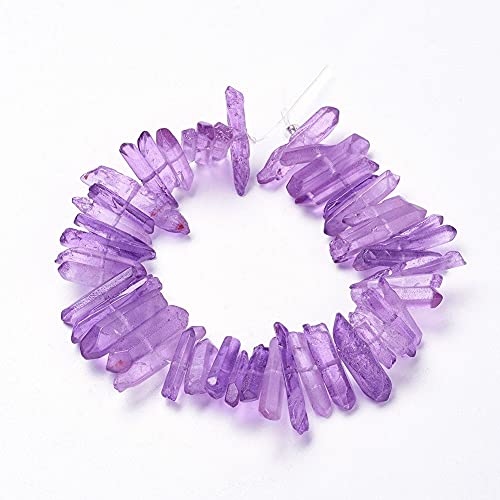 FASHEWELRY 1 Strand Natural Quartz Crystal Points Loose Beads Dark Orchid Flat Heishi Gemstone Loose Beads for DIY Jewelry Making - color: Dark Orchid