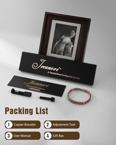 Jecanori Pure Copper Bracelet for Women,Copper Magnetic Bracelet With 3500 Gauss Magnets, Adjustable Jewelry Gift with Sizing Tool - color: copper