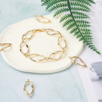 FASHEWELRY Golden Bow Connector Charms Bulk, Christmas Bowknot Link Charms, Infinity Links Geometric Hollow Bezel Pendants for Earring Bracelet Necklace Keychains Jewelry Making - color: Light Gold-Oval