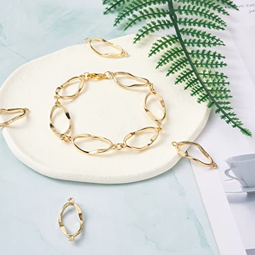 FASHEWELRY Golden Bow Connector Charms Bulk, Christmas Bowknot Link Charms, Infinity Links Geometric Hollow Bezel Pendants for Earring Bracelet Necklace Keychains Jewelry Making - color: Light Gold-Oval