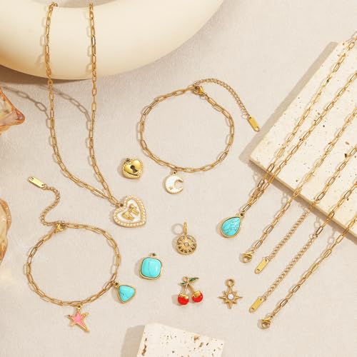 Swyabi 20 PCS Gold Plated Necklace Bracelet Chains Bulk Stainless Steel Paperclip Chain with Extender for Jewelry Making - color: 3x7.5mm Gold