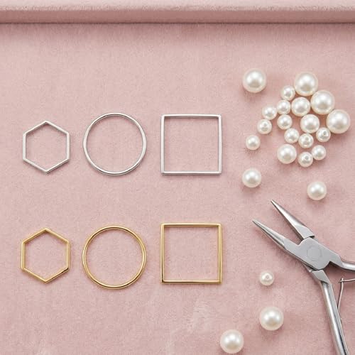 PAGOW 24 pcs Earring Beading Hoop, Hypoallergenic Hexagon Square Round Beading Hoops for Jewelry Making, Earrings Beading Hoop Bulk for DIY Crafts Accessories Supplies (Gold, Silver) - color: 24pcs,hexagon,square,round