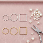 PAGOW 24 pcs Earring Beading Hoop, Hypoallergenic Hexagon Square Round Beading Hoops for Jewelry Making, Earrings Beading Hoop Bulk for DIY Crafts Accessories Supplies (Gold, Silver) - color: 24pcs,hexagon,square,round