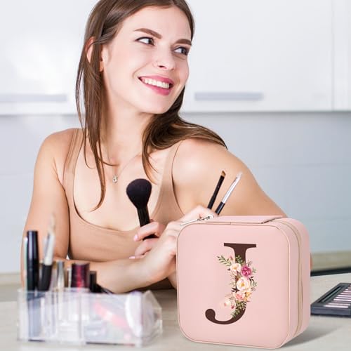 Inngeroo Christmas Gift Ideas, Initial Travel Jewelry Case Box Organizer Personalized Gifts, Fashion Travel Essentials Trendy Stuff Gifts for Teen Girls - style: J