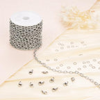 Jabogrii 5 Meters Silver Stainless Steel Chain for Jewelry Making Embossed Oval Paperclip Chain DIY Craft Jewelry Findings - color: Embossed Paperclip Silver