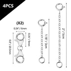 925 Sterling Silver Double Lobster Clasp and Necklace Extender White Gold Plated Double Lobster Clasps Connector Bracelet Necklace Extension Clasp for Jewelry Making（4pcs） - color: A-Silver Lobster Clasp and Necklace Extender