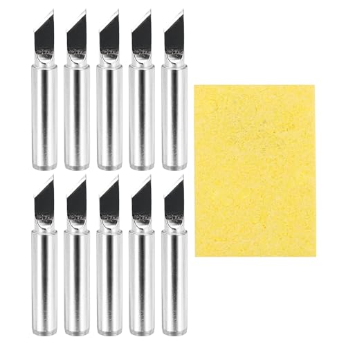 MECCANIXITY Pack of 10 900M Solder Tips Internally Heated Soldering Tips with Cleaning Sponge Pad Replacement Welding Accessories Kit for Electrical Solder Station Tip (900M-T-1.3K) - style: 900M-T-1.3K