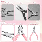 Round Nose Pliers for Jewelry Making 5 Inch Precision Jewelry Pliers Stainless Steel Chain Nose Plier Jewelry-Making-Tools for DIY Crafts Hobby Projects (Pink) - color: Pink
