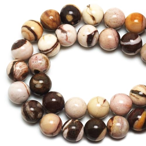 Natural Stone Beads Gemstone Beads for Jewelry Making - 10mm Australian Zebra Beads for Bracelets, Semi Precious Round Japser Beads(34-37pcs, 10mm, Australian Zebra) - color: Australian Zebra, size: 10mm