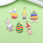 Sailanzi 22pcs Alloy enamel Easter egg series cute rabbit Pendant Jewelry Making DIY Keychain Earrings Pendant Various Design Charms for Jewelry Making Bracelets Necklace(SN928) - color: SN928