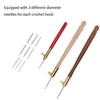Tambour Hooks Kit, Embroidery Crochet Hooks with 9 Needles Wooden Handle French Tambour Hook Latch Beaded Needle for Sewing Embroidery Beading Sequins Knitting DIY Sewing Tool