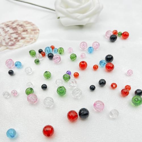 200PCS 10MM Round Crystal Acrylic Beads Crystal Faceted Beads Spacer Beads for DIY Crafts Jewelry Making, Bracelets Necklaces Wind Chimes Suncatchers Loose Gemstones(64-Deep Blue) - color: 64-Deep Blue, size: 10MM