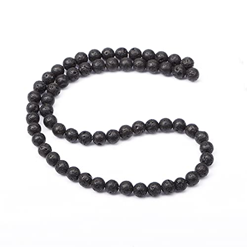 AD Beads Natural Gemstone Round Loose Beads 15" for Bracelet Necklace Earrings Jwelery Making Crafts DIY (4mm, Black Lava Stone) - color: Black Lava Stone, size: 4mm