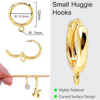 stino 16Pcs Huggie Earring Hooks for Jewelry Making, Brass Hoops Earring Clasps, Findings & Supplies (14K Gold Plated) - color: 14K Gold Plated
