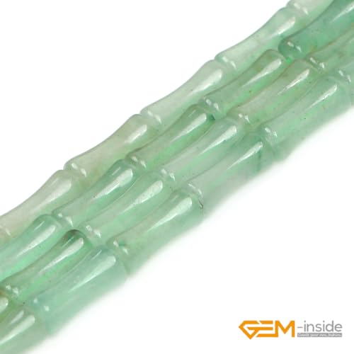 GEM-Inside 30Pcs 5x12mm Natural Green Aventurine Jade Plant Bamboo Knot Bone Beads for Jewelry Making Power Energy Chakra Stone Beads - color: Green Aventurine Jade
