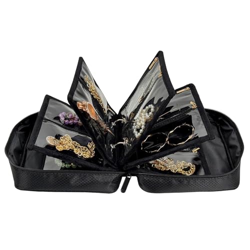 Travel Jewelry Organizer and Storage Case for Women, Travel Jewelry Storage with 36 Velvet Zipper Velvet Pouches, Portable Gift for Earrings Necklaces, Rings, Bracelet, Watch