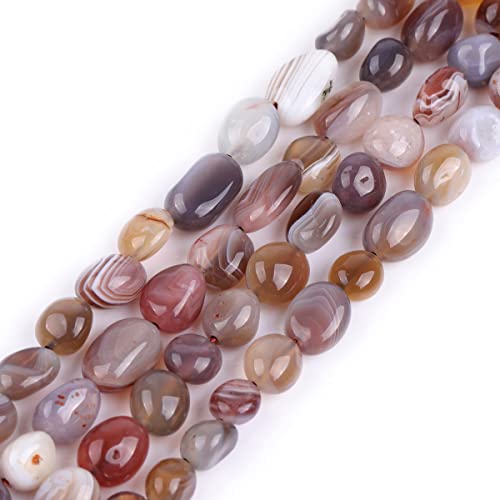 HAAMIIQII Natural Banded Agate Pebble Stone 5-8mm Small Irregular Freeform Tumbled Loose Gemstone Beads for Jewelry Making Strand 15 Inch (45-50pcs) - color: Botswana Agate