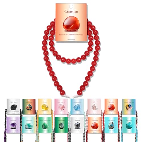 Vinswet 60pcs 6mm Carnelian Natural Stone Beads Round Genuine Real Stone Beading Loose Gemstones DIY Smooth Bead for Bracelet Necklace Earrings Jewelry Making - color: Carnelian, size: 6mm