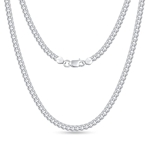 OCHCOH 925 Sterling Silver Clasp 3mm3.5mm4mm5mm7mm Cuban Link Chain Necklace for Men Diamond Cut Silver Chain Necklace for Women 16 18 20 22 24 26 28 30 Inch - size: 28 Inch, style: 3mm